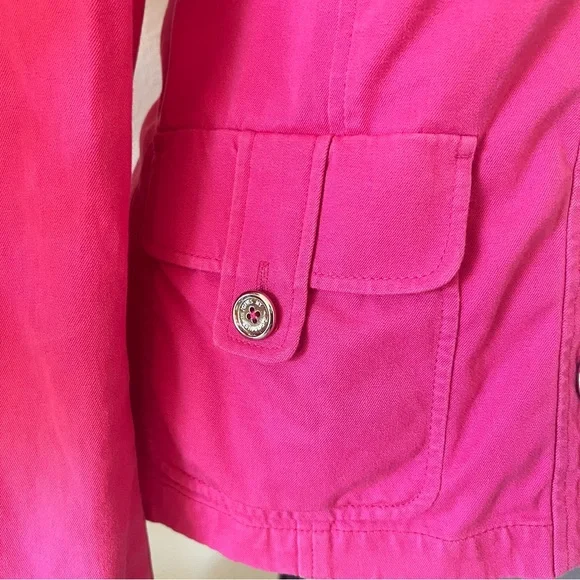 Jones New York Stretch Hot Pink Button Up Jacket w Front Pockets - Picture 3 of 10
